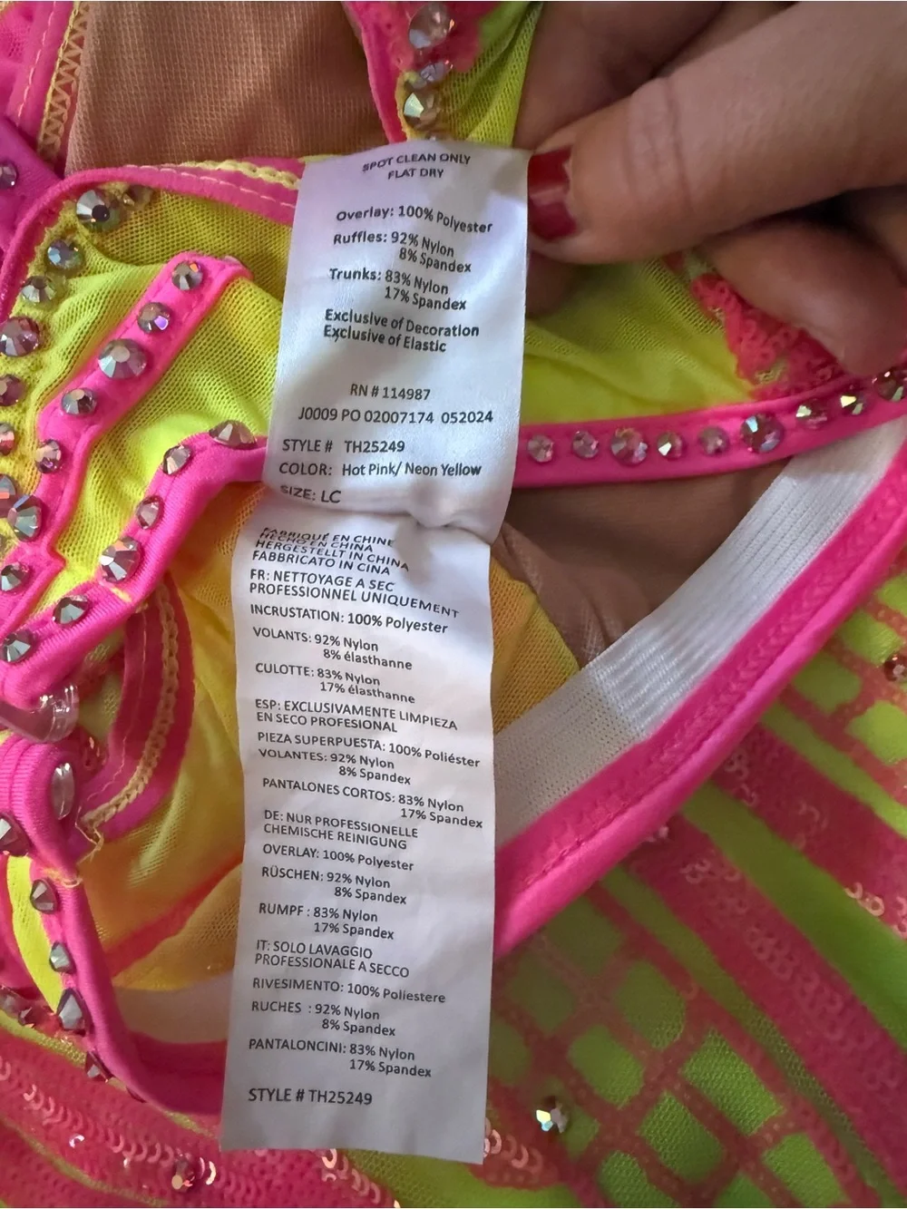Girls Neon Pink and Lime Dance Costume Set with Ruffle Accents